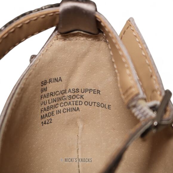 Betsey Johnson Rina Silver Rhinestone Crystal Block Heel Sandals Size 9 - Picture 9 of 10